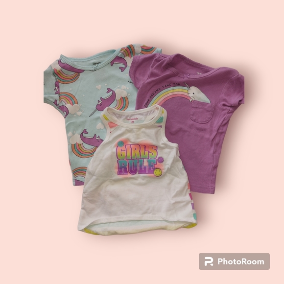 Various Other - 🔴Buy 2 - Get 1 -- Narwhal T-Shirts and a Girls Rule Racerback Tank, Size 12M